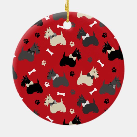 Scottish Terrier Paws and Botten Red Keramisch Ornament (Achterkant)