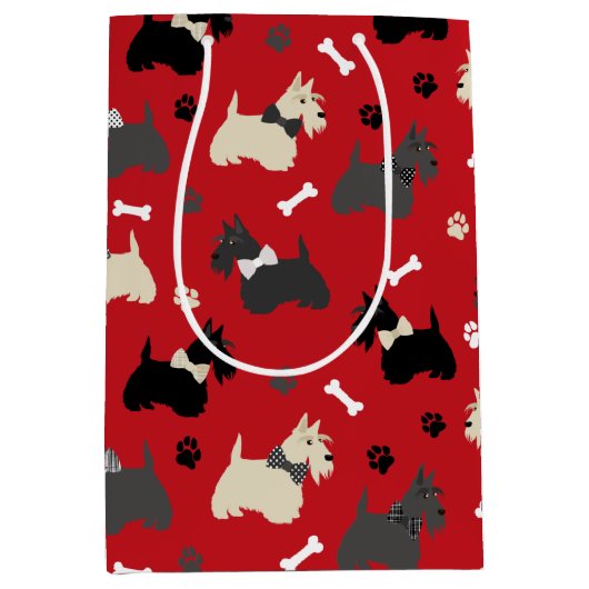 Scottish Terrier Paws and Botten Red Medium Cadeauzakje (Voorkant)