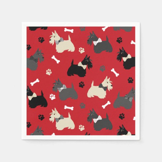 Scottish Terrier Paws and Botten Red Servet (Voorkant)