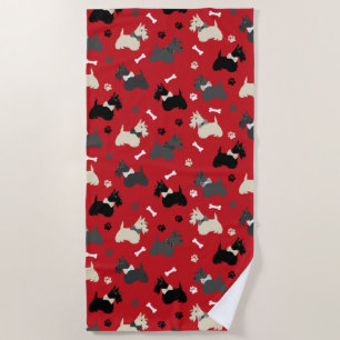 Scottish Terrier Paws and Botten Red Strandlaken