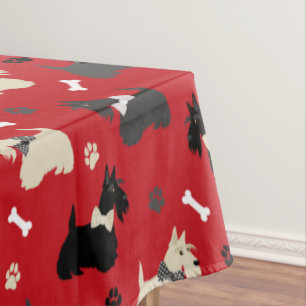 Scottish Terrier Paws and Botten Red Tafelkleed