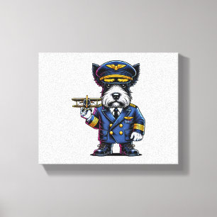 Scottish Terrier Pilot Canvas Afdruk