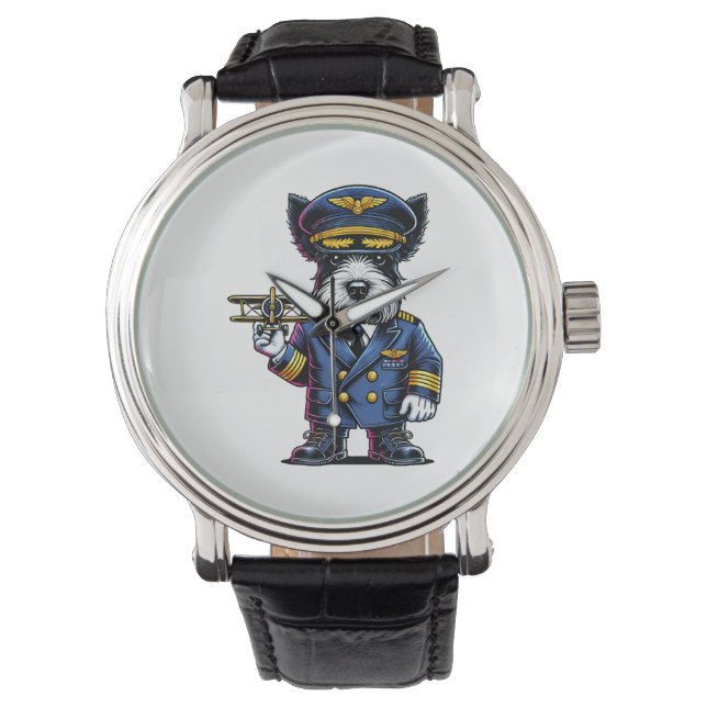 Scottish Terrier Pilot Horloge (Voorkant)
