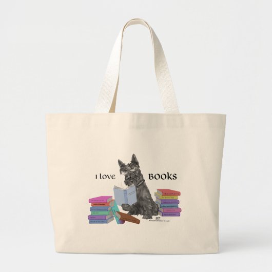 Scottish Terrier Reading Books Grote Tote Bag (Voorkant)