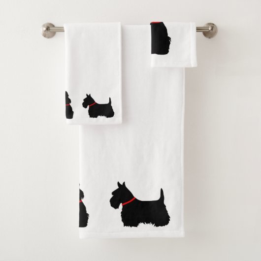 Scottish Terrier/red collar/white - kies eigen kle Bad Handdoek (Insitu)