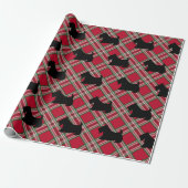 Scottish Terrier Red Plaid Wrapping Paper Cadeaupapier (Uitgerold)