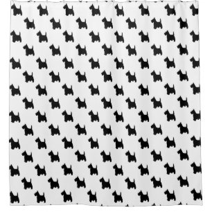 Scottish Terrier Scottie Dog in Black and White Douchegordijn
