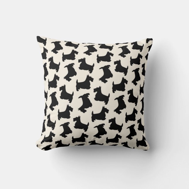 Scottish Terrier Scottie Dog Pattern Black Kussen (Voorkant)