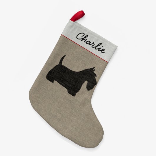 Scottish Terrier Scottie Dog Silhouette Custom Kleine Kerstsok (Voorkant (Hangend))