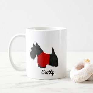 Scottish Terrier (Scotty Dog) in Sweater on White Koffiemok
