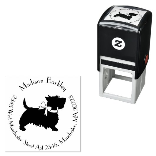 Scottish Terrier Scotty Dog Puppy Scottie Zelfinktende Stempel (In situ)