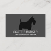 Scottish Terrier Silhouette Black op Grey Scottie Visitekaartje (Voorkant)
