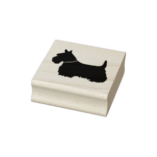 Scottish Terrier, silhouette/collar, doodsbang hon Rubberstempel