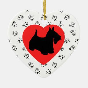 Scottish Terrier Silhouette met hart Keramisch Ornament