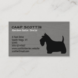 Scottish Terrier Silhouette Wood Grain Style Visitekaartje