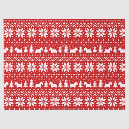 Scottish Terrier Silhouettes kerstpatroon Tissuepapier (Voorkant)