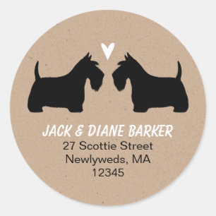 Scottish Terrier Silhouettes Retouradres Ronde Sticker