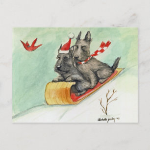 Scottish Terrier Sleigh Ride Art Briefkaart