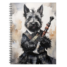Scottish Terrier Spelen-doedelzak in een Kilt Ink Notitieboek
