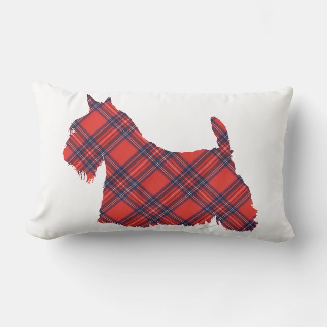 Scottish Terrier Stewart Tartan Kussen (Voorkant)