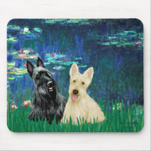 Scottish Terrier (twee-BW) - Lilies 5 Muismat