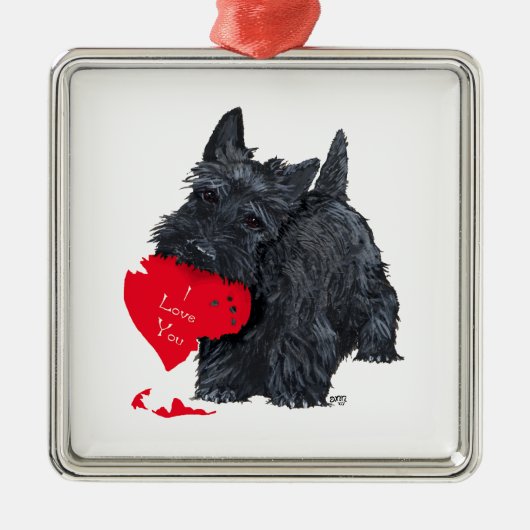 Scottish Terrier Valentijn Metalen Ornament (Voorkant)