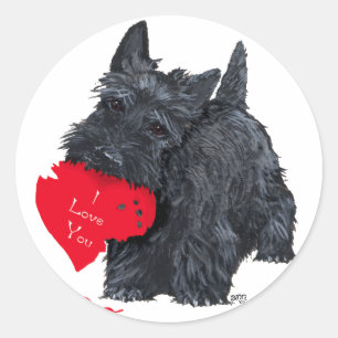 Scottish Terrier Valentijn Ronde Sticker