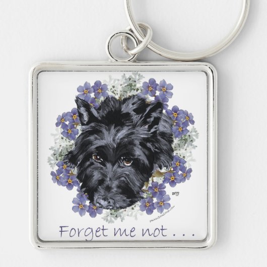 Scottish Terrier Vergeet-Me-Not Sleutelhanger (Voorkant)