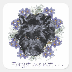 Scottish Terrier Vergeet-Me-Not Vierkante Sticker