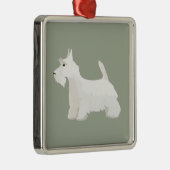 Scottish Terrier Wheaten Basic Breed Sihouette Metalen Ornament (Rechts)