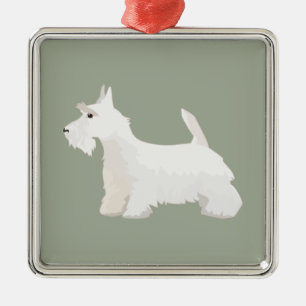 Scottish Terrier Wheaten Basic Breed Sihouette Metalen Ornament