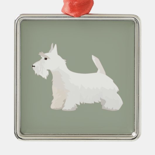 Scottish Terrier Wheaten Basic Breed Sihouette Metalen Ornament (Voorkant)
