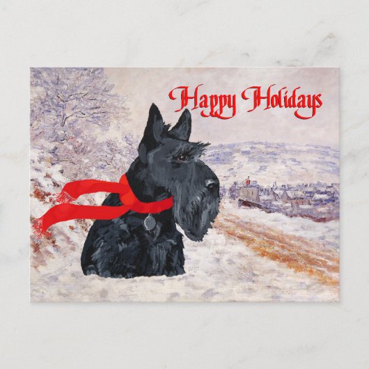 Scottish Terrier Winter Holiday Feestdagenkaart (Voorkant)