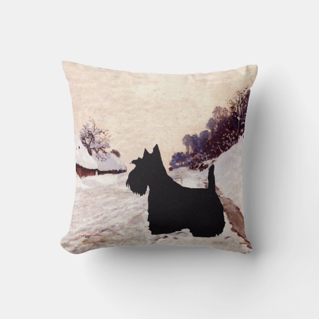 Scottish Terrier Winter Pillow Kussen (Voorkant)