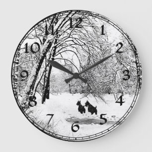Scottish Terrier Winter Snow Clock Grote Klok