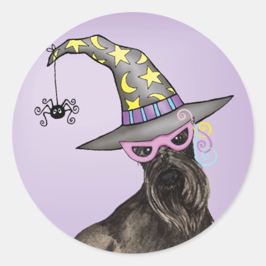 Scottish Terrier Witch Ronde Sticker (Voorkant)