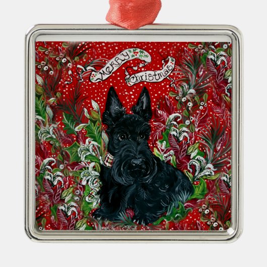 Scottish Terrier Xmas Metalen Ornament (Voorkant)