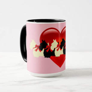 Scottish Terrier zwart silhouet, zazzle roze Mok