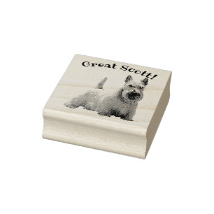 Scottish Terrier, zwart/wit, Great Scott! Rubberstempel