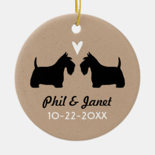 Scottish Terriers Couple Scottie Dogs Love Custom Keramisch Ornament