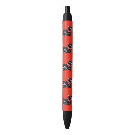 Scottish Terriers Pattern Red Pens Zwarte Inkt Pen (Voorkant Verticaal)