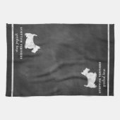 Scottish Terriers Spoiled here  Chalkboard Theedoek (Horizontaal)