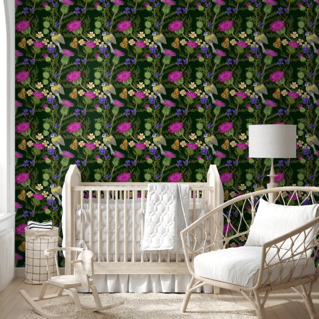 Scottish Thistle Cottcore Pattern Behang (Kinderen)