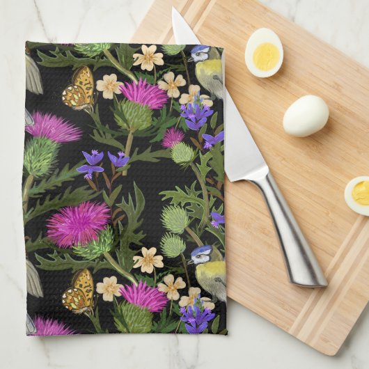 Scottish Thistle Cottcore Pattern Theedoek (Quarter Fold)