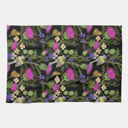 Scottish Thistle Cottcore Pattern Theedoek (Horizontaal)