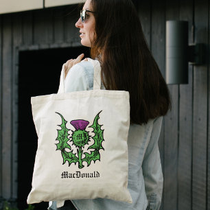 Scottish Thistle Custom Name Tote Bag