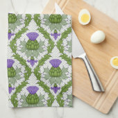 Scottish Thistle Damask Theedoek (Quarter Fold)