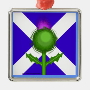 Scottish Thistle en Flag Metalen Ornament