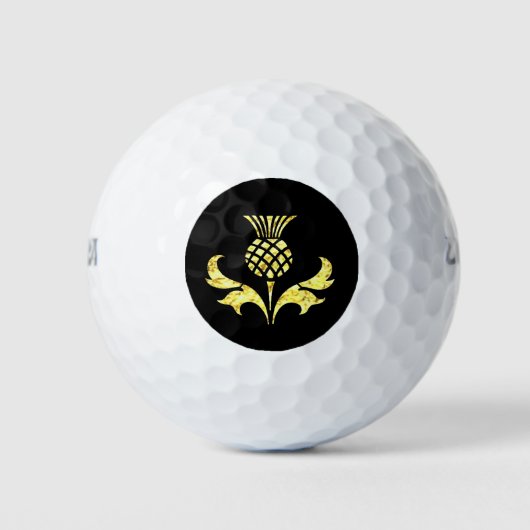 Scottish Thistle in Gold Golfballen (Voorkant)