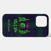 Scottish Thistle on Dark Tartan Custom Name Case-Mate iPhone Case (Achterkant (horizontaal))